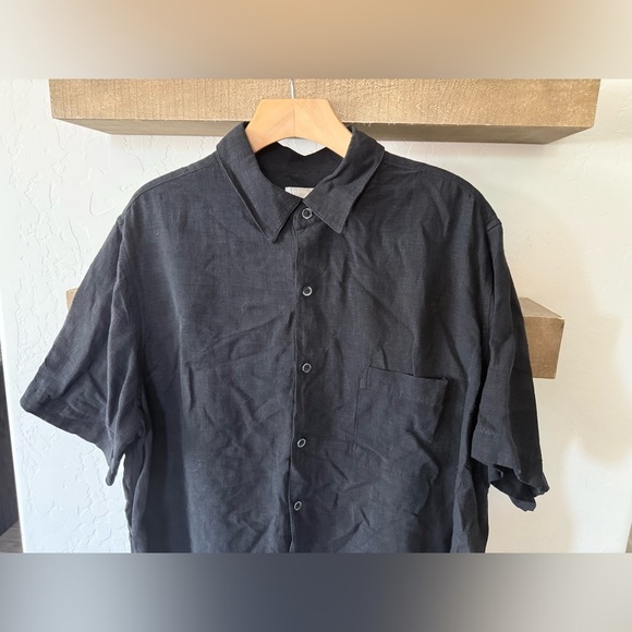 Tasso Elba|Men’s Black Linen/Silk casual button down Shirt,short sleeve•Size XL - Picture 3 of 10